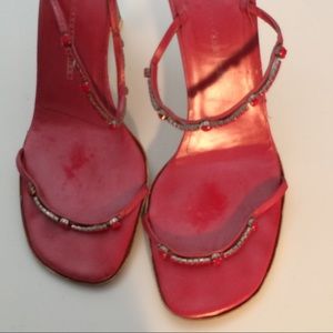 Sergio Rossi Red jeweled Mules Heels